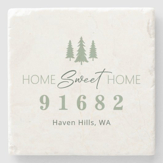 Home Sweet Home Postcode Stenen Onderzetter (Voorkant)