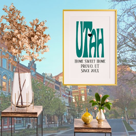 Home Sweet Home Provo Utah Green State kaart Poster