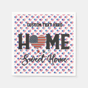 Home Sweet Home Quote American Flag Heart USA Servet