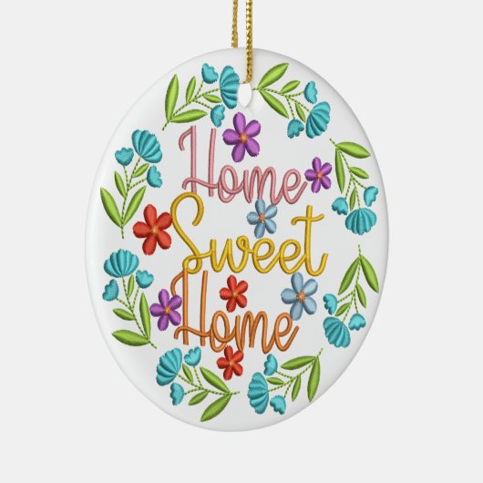 Home Sweet Home Quote: prachtige kleurenbloemen Keramisch Ornament (Rechts)