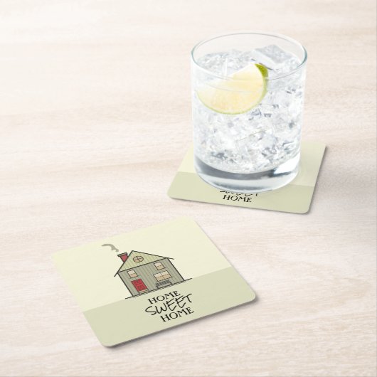 Home Sweet Home Quote Schattige Housewarming House Kartonnen Onderzetters (Insitu)