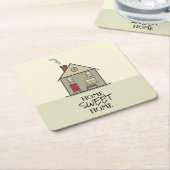Home Sweet Home Quote Schattige Housewarming House Kartonnen Onderzetters (Schuin)