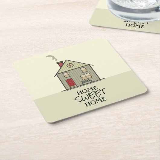 Home Sweet Home Quote Schattige Housewarming House Kartonnen Onderzetters (Schuin)