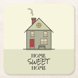Home Sweet Home Quote Schattige Housewarming House Kartonnen Onderzetters