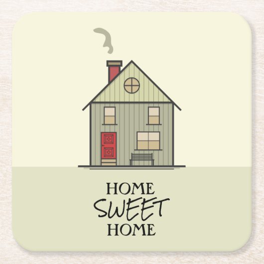 Home Sweet Home Quote Schattige Housewarming House Kartonnen Onderzetters (Voorkant)