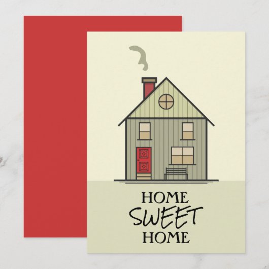 Home Sweet Home Quote Schattige Huis Typografie Bedankkaart (Voorkant / Achterkant)