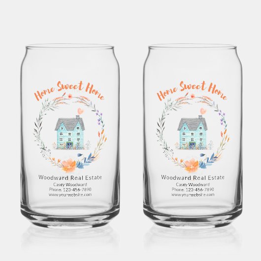 Home Sweet Home Realtor Client Modern Classy Soda Blikvorm Glas (Voorkant)
