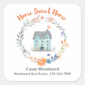 Home Sweet Home Realtor Gepersonaliseerde naam Ele Vierkante Sticker (Voorkant)