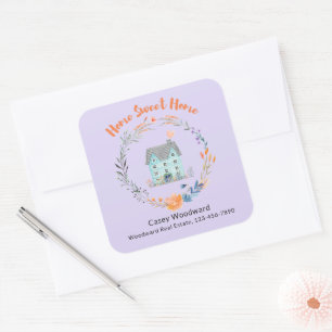 Home Sweet Home Realtor Promotiebudget Trendy Vierkante Sticker