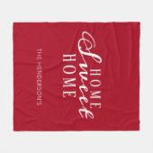 Home Sweet Home Red White Script Familienaam Fleece Deken (Voorkant (Horizontaal))