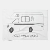 HOME SWEET HOME Retro Camper Motorhome RV B&W Theedoek (Horizontaal)