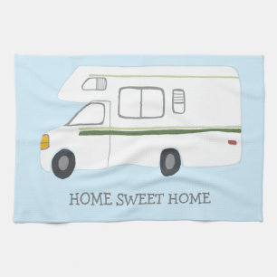 HOME SWEET HOME Retro Camper Motorhome RV BLUE Theedoek