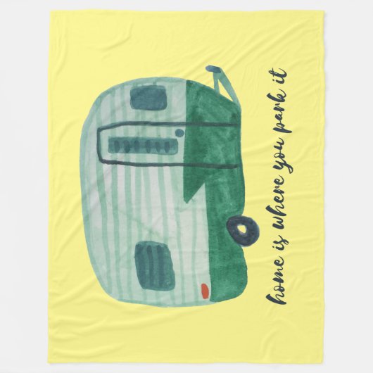 HOME SWEET HOME  Retro Camper Trailer Fleece Deken (Voorkant)