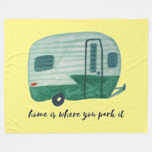HOME SWEET HOME  Retro Camper Trailer Fleece Deken (Voorkant (Horizontaal))