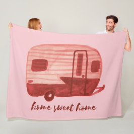 HOME SWEET HOME  Retro Camper Trailer Fleece Deken