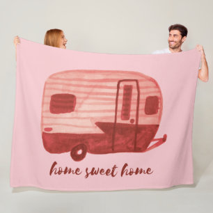 HOME SWEET HOME Retro Camper Trailer Fleece Deken