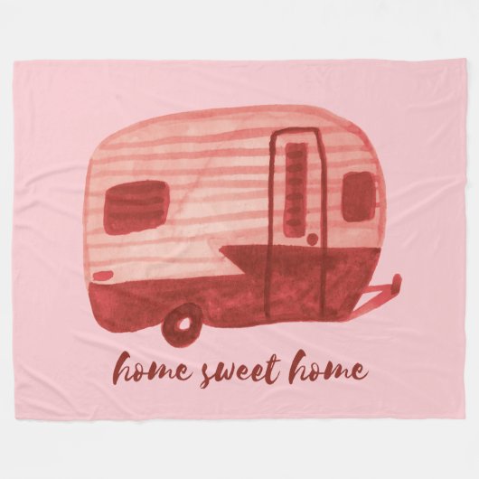 HOME SWEET HOME  Retro Camper Trailer Fleece Deken (Voorkant (Horizontaal))
