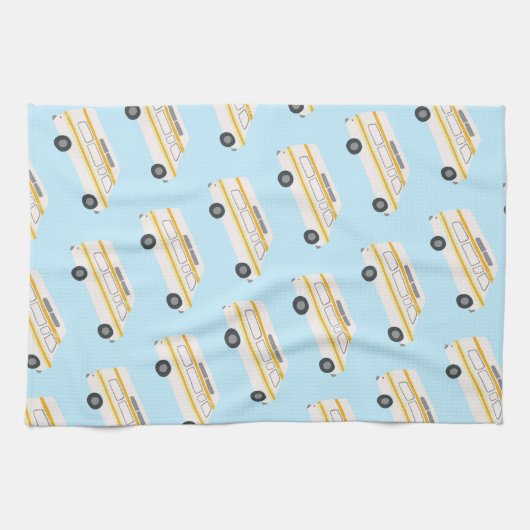 HOME SWEET HOME Retro Campervan Motorhome RV blauw Theedoek (Horizontaal)