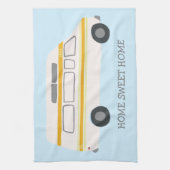 HOME SWEET HOME Retro Campervan Motorhome RV BLUE Theedoek (Verticaal)