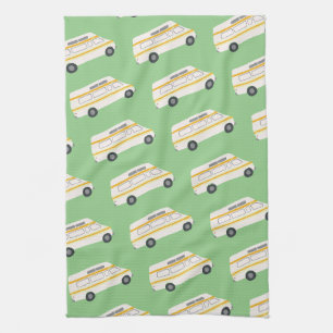 HOME SWEET HOME Retro Campervan Motorhome RV groen Theedoek