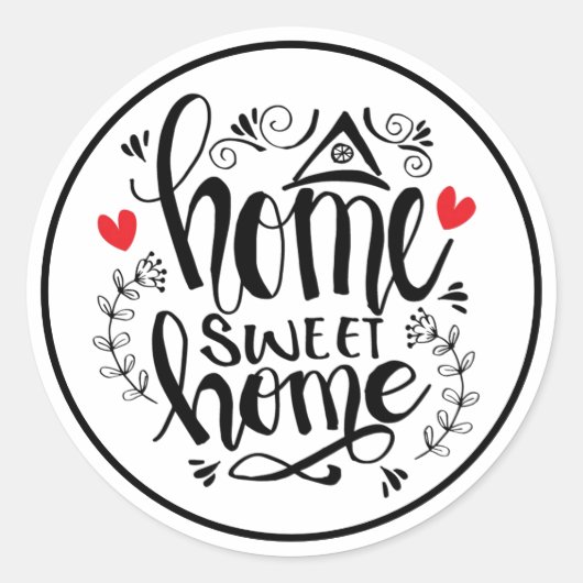 Home Sweet Home Ronde Sticker (Voorkant)