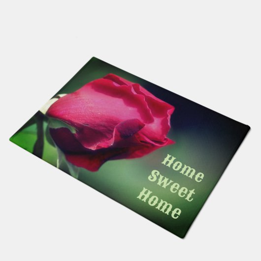 Home Sweet Home Rood Rosebud Bloem Deurmat (Schuin)