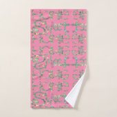 "Home Sweet Home" Roze en groene badhanddoek set Bad Handdoek (Handdoek)