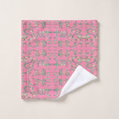 "Home Sweet Home" Roze en groene badhanddoek set Bad Handdoek (Wasdoekje)