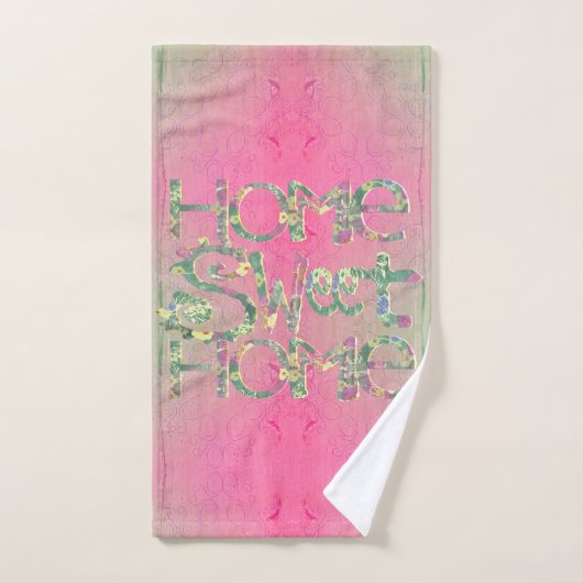 "Home Sweet Home" Roze en groene Floral Bad Handdoek (Handdoek)