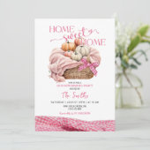 Home Sweet Home Roze Gingham Pompoen Huishouden Kaart (Staand voorkant)