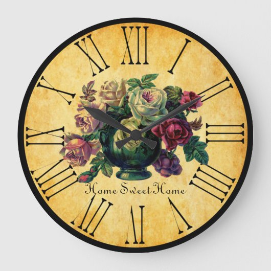 Home Sweet Home  Rozen op Rustige stijl Grote Klok (Voorkant)