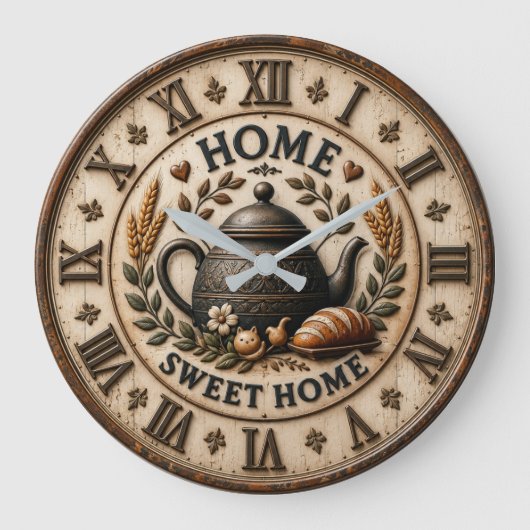 Home Sweet Home Rustic Farmhouse Grote Klok (Voorkant)