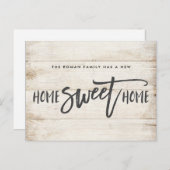 Home Sweet Home Rustic Wood Bewegende aankondiging Briefkaart (Voorkant / Achterkant)
