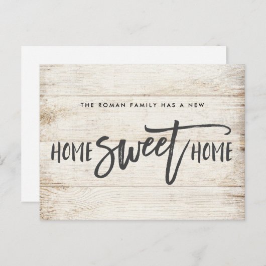 Home Sweet Home Rustic Wood Bewegende aankondiging Briefkaart (Voorkant / Achterkant)