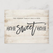 Home Sweet Home Rustic Wood Bewegende aankondiging Briefkaart (Voorkant)
