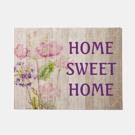 Home Sweet Home Rustiek Bloemen Deurmat (Voorkant)