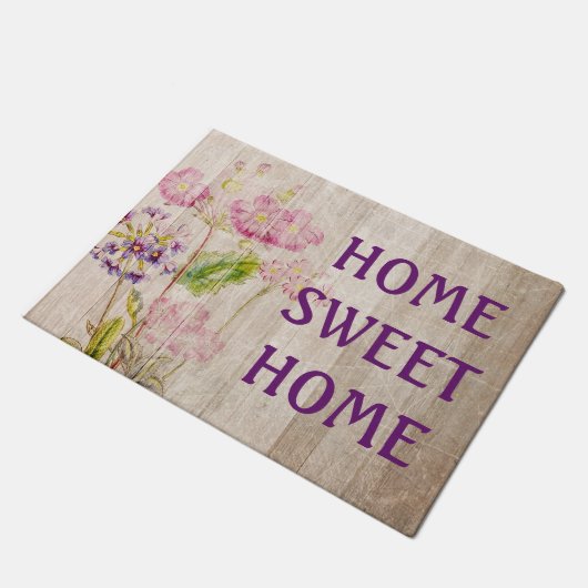 Home Sweet Home Rustiek Bloemen Deurmat (Schuin)