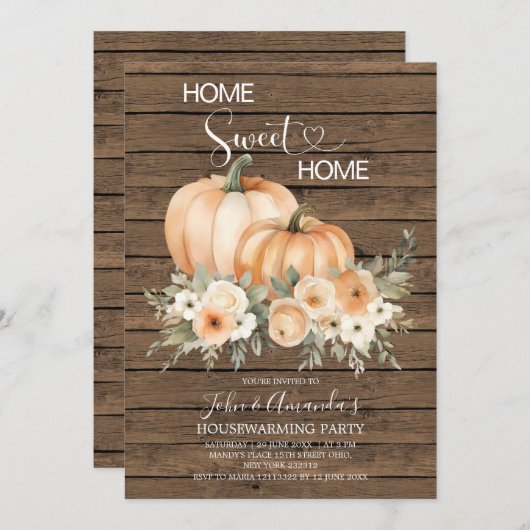 Home Sweet Home Rustiek Hout Housewarming Party Kaart (Voorkant / Achterkant)
