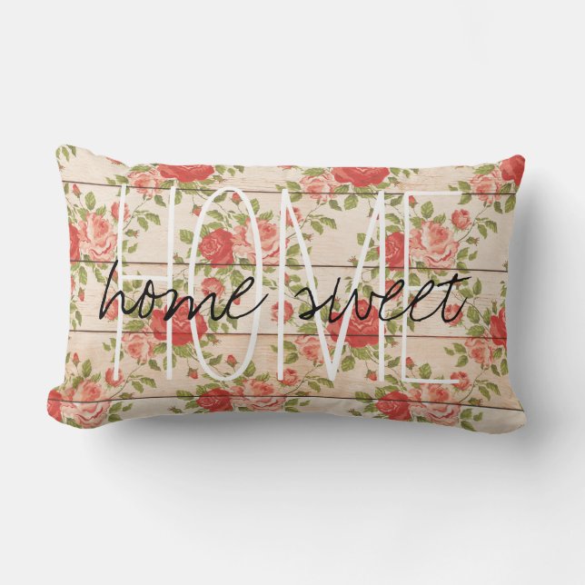 Home Sweet Home Rustieke  Rozen Kussen (Voorkant)
