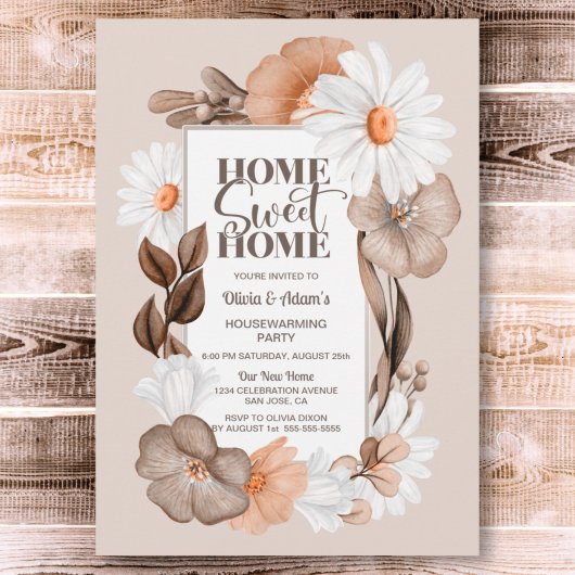 Home Sweet Home Rustige Herfst Floral Housewarming Kaart