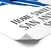 Home Sweet Home San Antonio Texas Blue State Kaart Poster (Hoek)