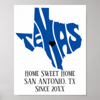 Home Sweet Home San Antonio Texas Blue State Kaart
