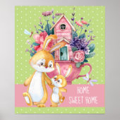 Home Sweet Home Schattige Waterverf Bunnies Poster (Voorkant)