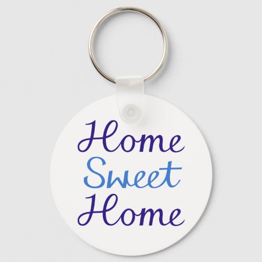 Home Sweet Home Script Design Blue & Cyan Sleutelhanger (Voorkant)