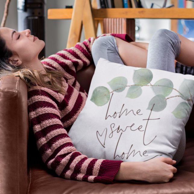 Home Sweet Home Script Green Eucalyptus Kussen (Creator heeft geüpload)