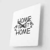 Home sweet home script vierkante klok (Hoek)