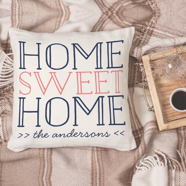 Home Sweet Home Specialized Modern Typografie Kussen (Creator heeft geüpload)