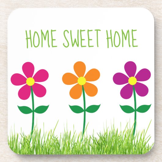 Home Sweet Home Spring Flowers Bier Onderzetter (Voorkant)