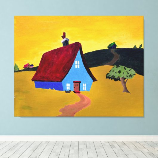 HOME SWEET HOME Stretted Canvas Print (Insitu (Houten vloer))