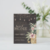 Home Sweet Home, Strijklichten, Mason Jar, Ananas Aankondigingskaart (Staand voorkant)
